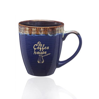 Custom 17 oz  Water Color Drip Ceramic Personalized Mugs - Blue