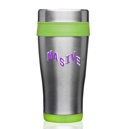 Custom Imprinted Insulated 16 oz Stainless Steel Travel Mug - Lime Green Custom Imprinted Insulated 16 oz Stainless Steel Travel Mug - Lime Green
