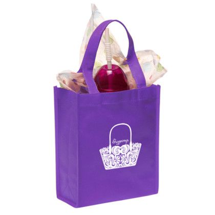 Custom Non-Woven Small Gift Bags - Purple