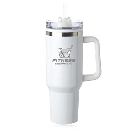 Custom 40 oz. Hugo Plastic Interior Stainless Steel Travel Mugs - White