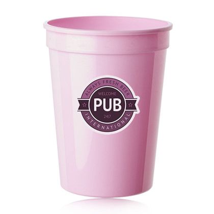 Custom 12 oz. Plastic Stadium Cups - Pink 