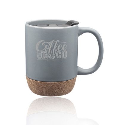 Custom 13 oz. Barista Ceramic Mug with Cork Bottom - Grey