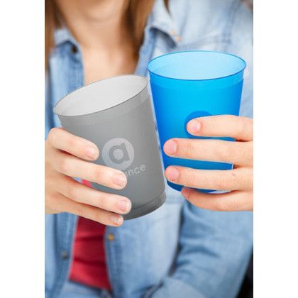 Custom 16 oz. Flex Frosted Plastic Stadium Cups - in Use