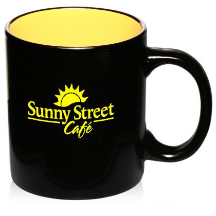 Custom 11 oz. Matte Two-Tone Coffee Mugs - Yellow
