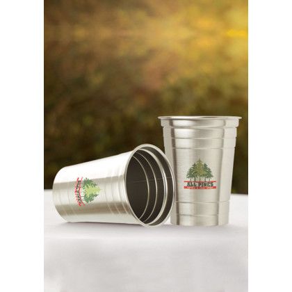 Custom 16 Oz. Stainless Steel Beer Cups - Silver Lifestyle