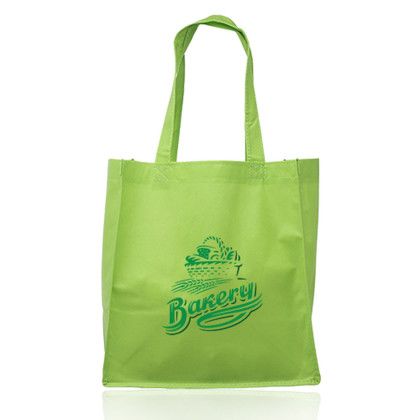 Custom Value Non-woven Grocery Tote Bags - Lime Green