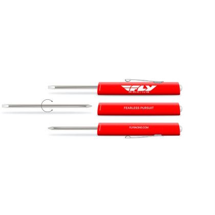 Custom Tri-Ad Screwdriver With Reversible Blade - Red 