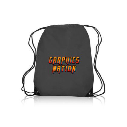 Custom Black Trim Drawstring Bags - Black