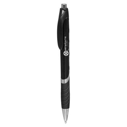 Custom Bright Colors Rubber Grip Ballpoint Pens - Black