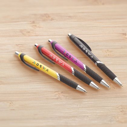 Custom Bright Colors Rubber Grip Ballpoint Pens - Lifestyle