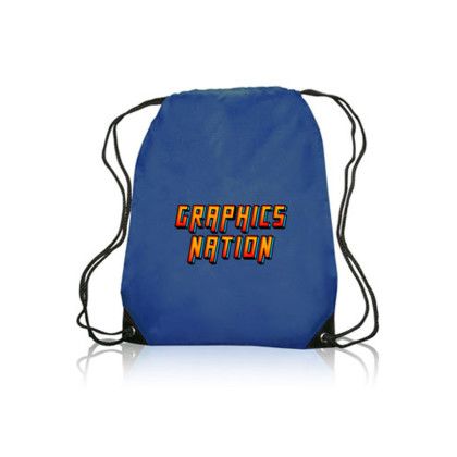 Custom Black Trim Drawstring Bags - Blue Custom Black Trim Drawstring Bags - Blue