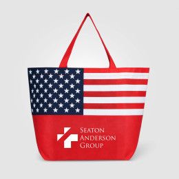 Custom American Flag Non-Woven Tote Bag - Red Custom American Flag Non-Woven Tote Bag - Red