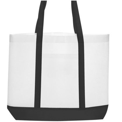 Custom Trim Color Non-Woven Tote Bags - Black Back View