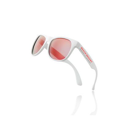 Custom Color Lens Sunglasses w White Frames - Red