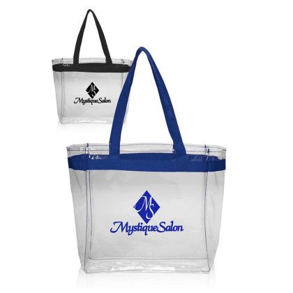 Custom Color Handles Clear Plastic Tote Bags - All Colors Custom Color Handles Clear Plastic Tote Bags - All Colors
