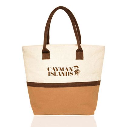 Custom Two-Tone Jute Beach Tote Bags - Natural Custom Two-Tone Jute Beach Tote Bags - Natural