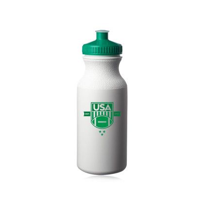 Custom 20 oz. White Water Bottles with Push Cap - White/Green