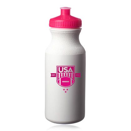 Custom 20 oz. White Water Bottles with Push Cap - White/Pink