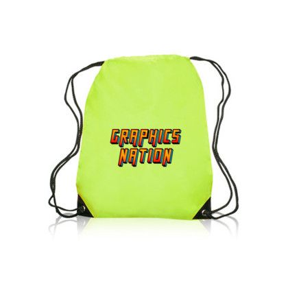 Custom Black Trim Drawstring Bags - lime Green 