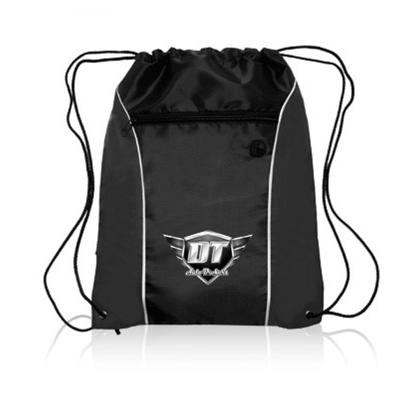 Custom Side Color Drawstring Bags - Black