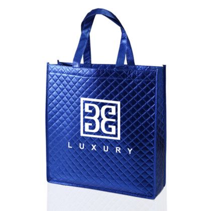 Custom Laminated Non Woven Tote Bags - Royal Blue