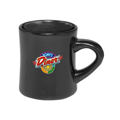 Custom 12 oz. Thick Grip Glossy Ceramic Diner Custom Mugs - Black