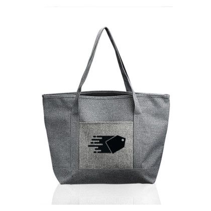 Custom Dungaree Pocket Heathered Tote Bags - Grey