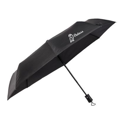 Custom 42" Weather Station Auto Open/Close Folding Umbrella - Black 