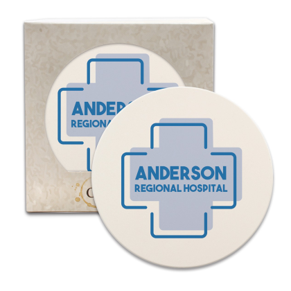 Custom CoasterStone Round Absorbent Stone Coaster - Single (4 1/4")