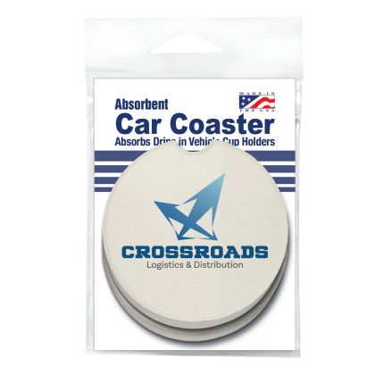 Custom CoasterStone Absorbent Stone Car Coaster - Two pack in poly bag (2 5/8") 