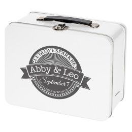 Custom Throwback Tin Lunch Box - White Custom Throwback Tin Lunch Box - White