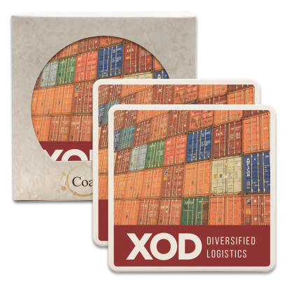 Custom CoasterStone Square Absorbent Stone Coaster - 2 Pack (4 1/4"x4 1/4")