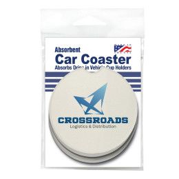 Custom CoasterStone Absorbent Stone Car Coaster - Two pack in poly bag (2 5/8") 