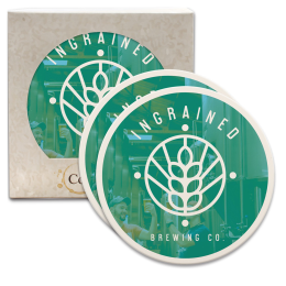 Custom CoasterStone Round Absorbent Stone Coaster - 2 Pack (4 1/4") 