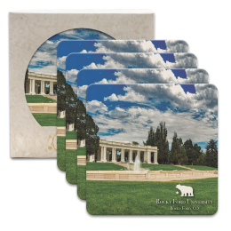 Custom CoasterStone Square Absorbent Stone Coaster - 4 Pack (4 1/4"x4 1/4") 