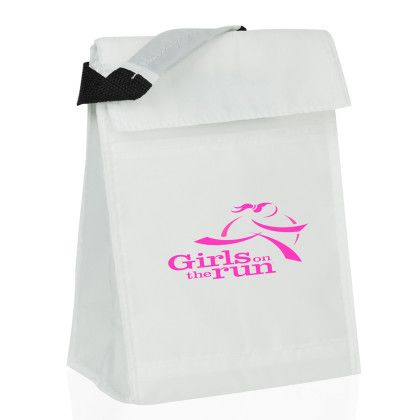 Custom Velcro Closure Insulated Lunch Bags - White