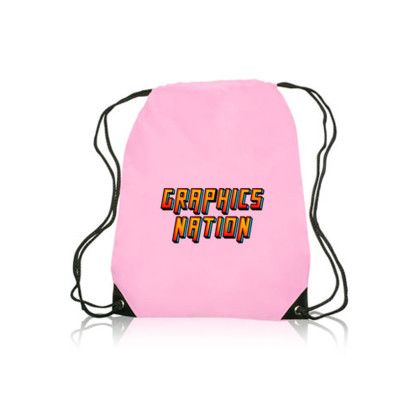 Custom Black Trim Drawstring Bags - Pink