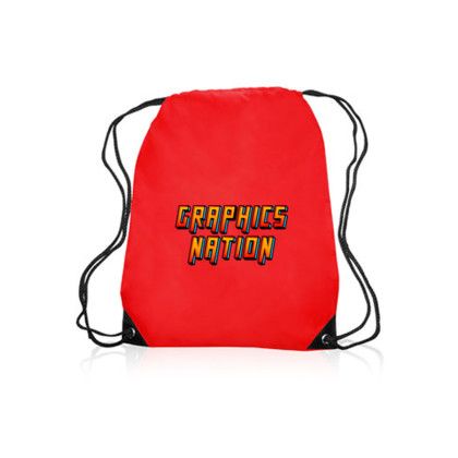 Custom Black Trim Drawstring Bags - Red Custom Black Trim Drawstring Bags - Red