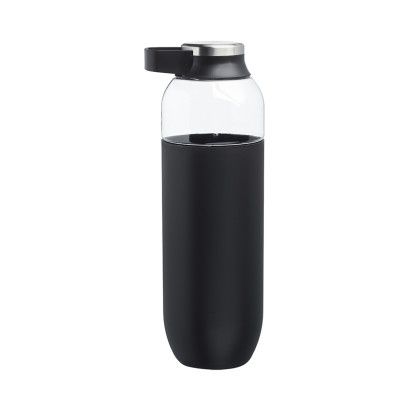 Custom 27 oz Strike Plastic Water Bottles with Carrier Handle - Black Back View