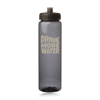 Custom 32 oz Poly Clear Plastic Water Bottles - Translucent Smoke 