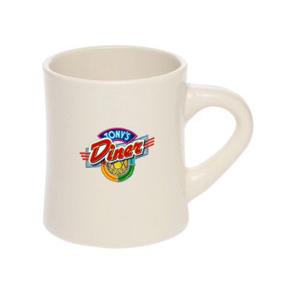 Custom 12 oz. Thick Grip Glossy Ceramic Diner Custom Mugs - Ivory