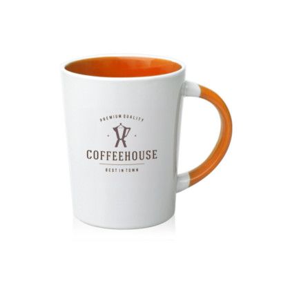 Custom 13 oz. Albany Two-Tone Latte Personalized Mugs - Orange