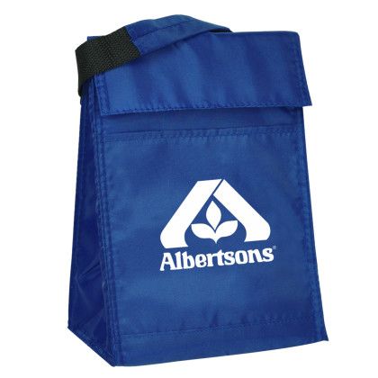 Custom Velcro Closure Insulated Lunch Bags - Blue