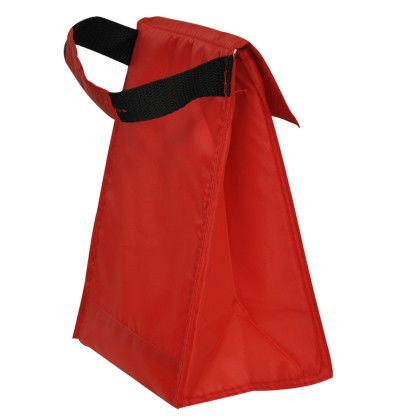 Custom Velcro Closure Insulated Lunch Bags - Red Side View 