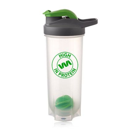 Custom 24 oz Plastic Shaker Bottles with Mixer - Lime Green