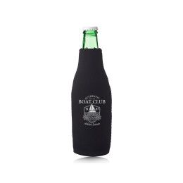 Custom Neoprene Zippered Beer Bottle Custom Coolies - Black 