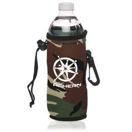 Custom Neoprene Water Bottle Drawstring Insulators -Camo1