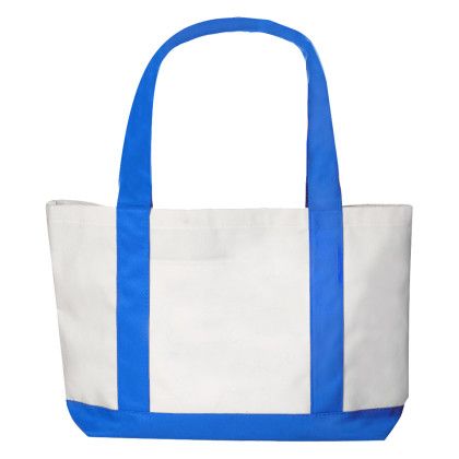 Custom Canvas Shoulder Tote Bags - Blue Back Side