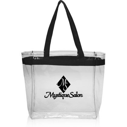 Custom Color Handles Clear Plastic Tote Bags - Black Custom Color Handles Clear Plastic Tote Bags - Black
