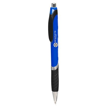 Custom Bright Colors Rubber Grip Ballpoint Pens - Blue 